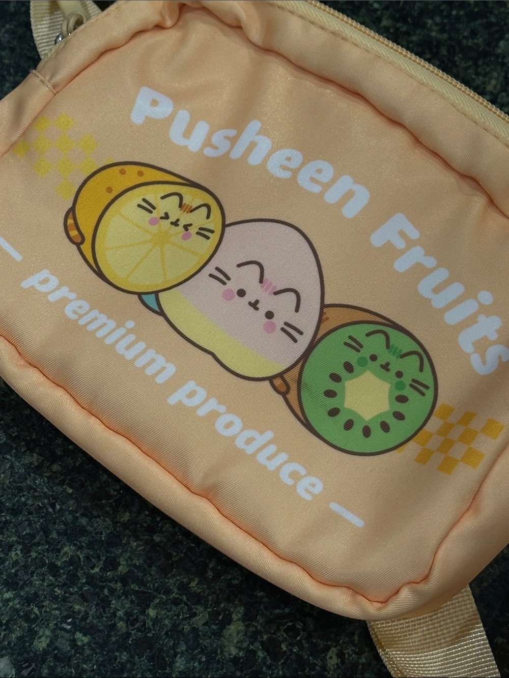 Pusheen fruits Peach orange Crossbody Bag purse cat pouch EUC - Picture 2 of 10